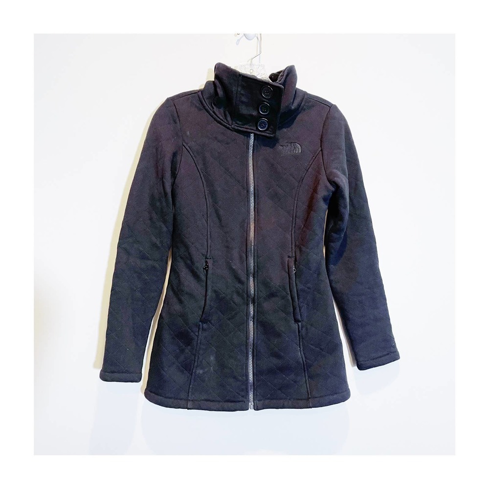 North Face Black Fleece Lined Jacket Women 3 Button NE 754611 SZ XS